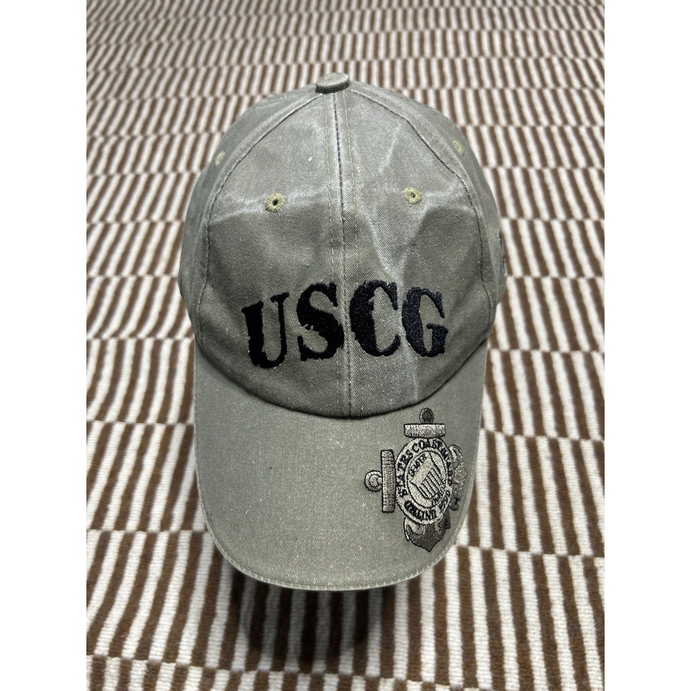 USCG U.S. Coast Guard Eagle Crest Military Adjustable Hat Cap Olive Green